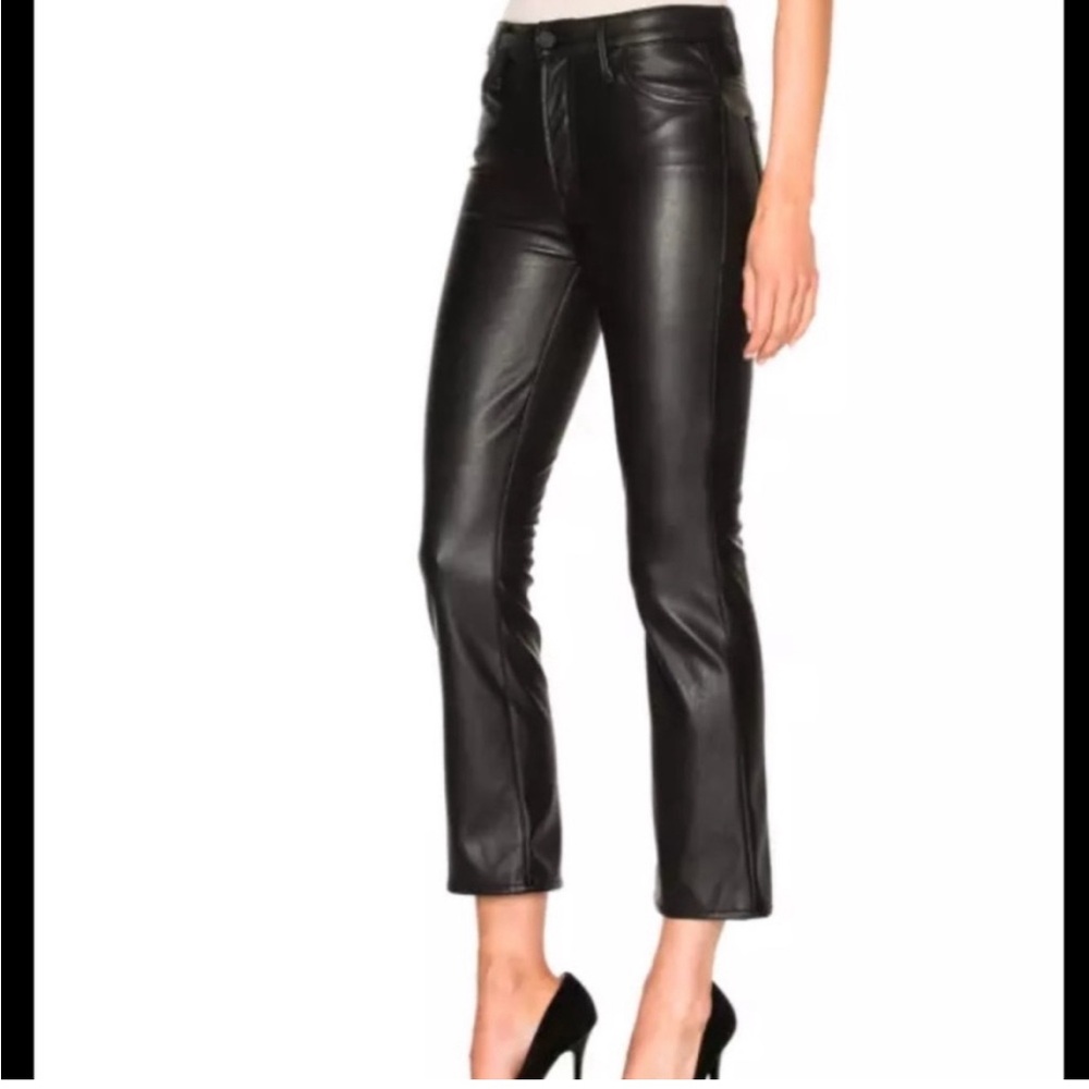 MOTHER Faux Leather Insider Crop Pants in Captured